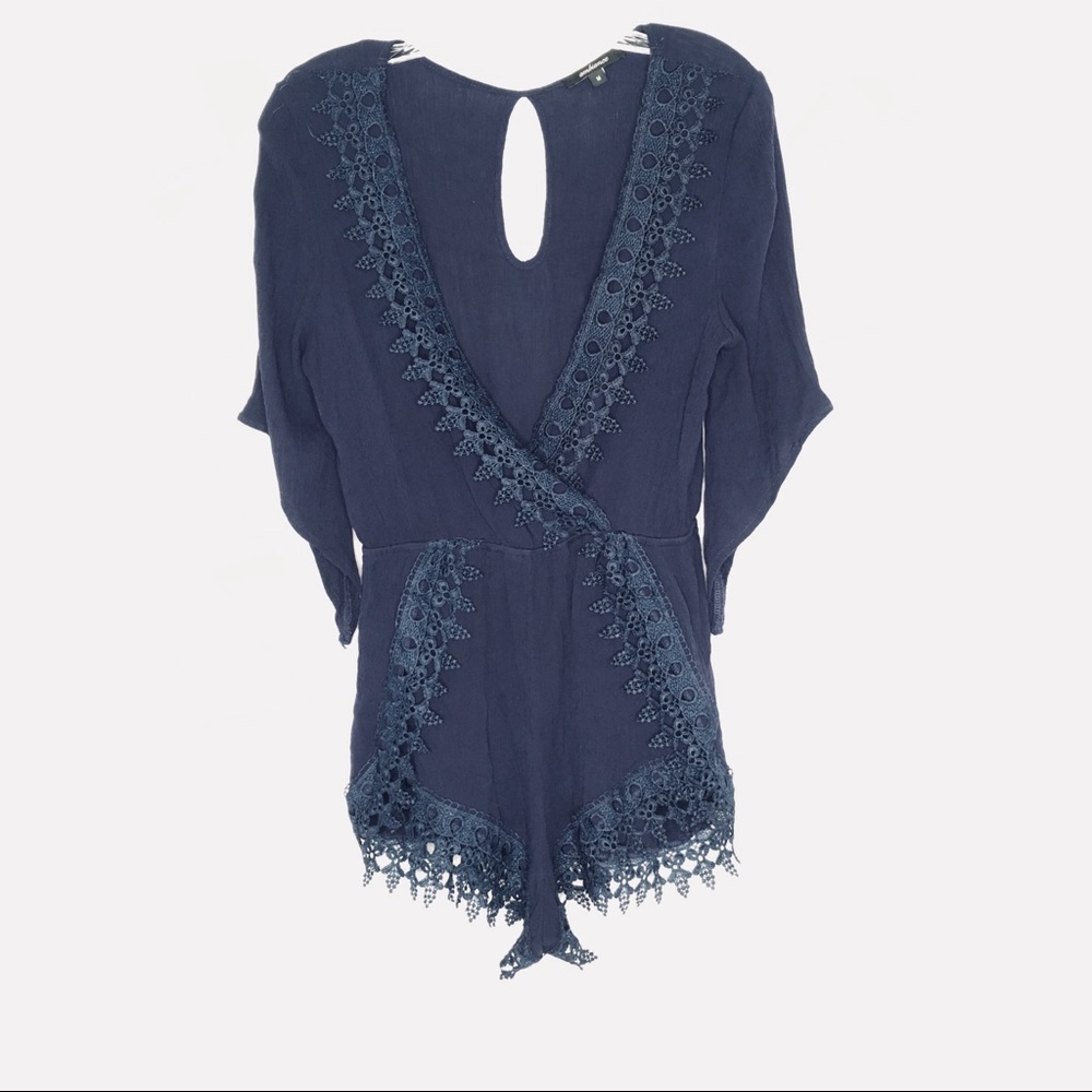 Ambiance Romper jumpsuit shorts Blue Crochet